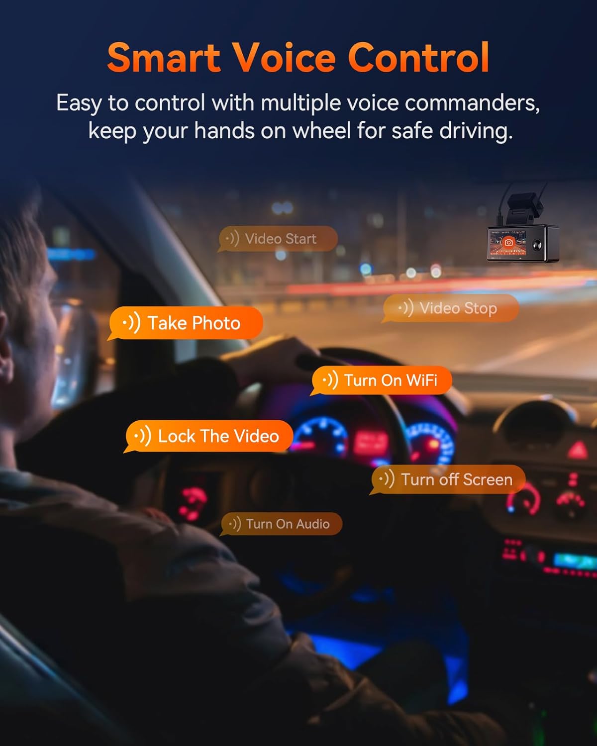 3-Channel (Front + Rear + Interior) Dash Cam Kit - Vantrue Element 3 (E3) Compact 3-Channel Dash Cam for Front, Inside and Rear Recording