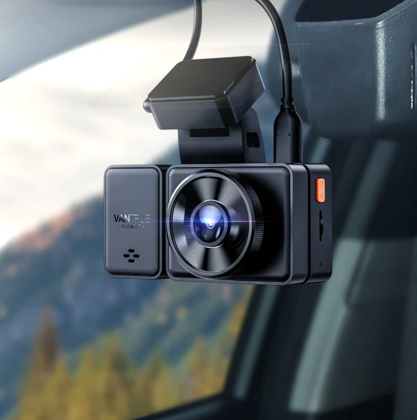3-Channel (Front + Rear + Interior) Dash Cam Kit - Vantrue Element 3 (E3) Compact 3-Channel Dash Cam for Front, Inside and Rear Recording