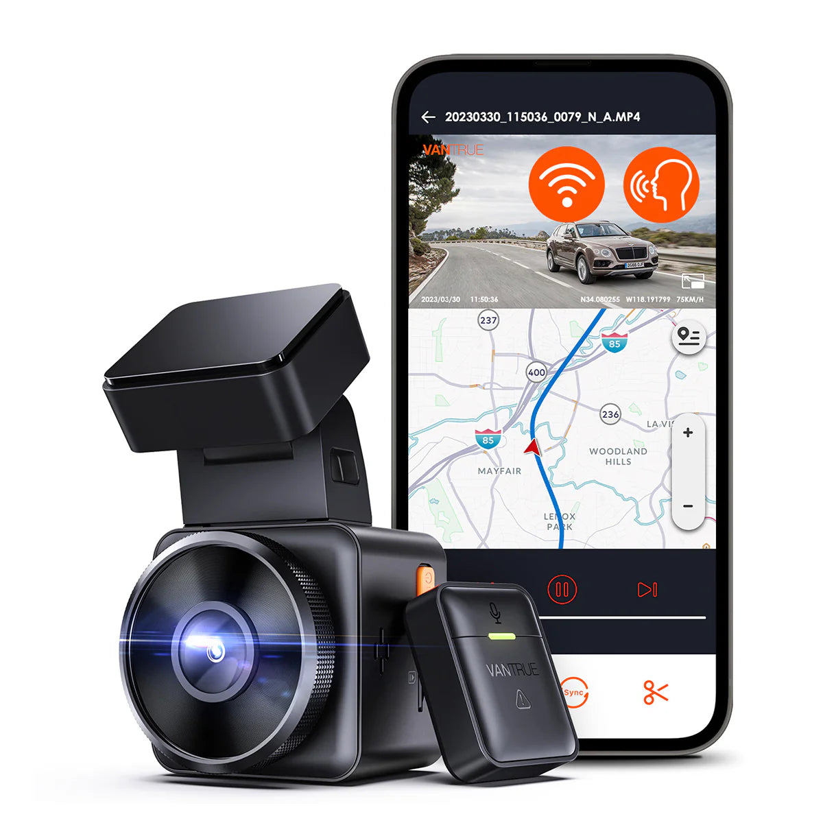 4K Front Dash Cam Kit - Vantrue Element 1 Pro (E1 Pro) Tiny 4K Dash Cam w/ Wi-FI & PlatePix